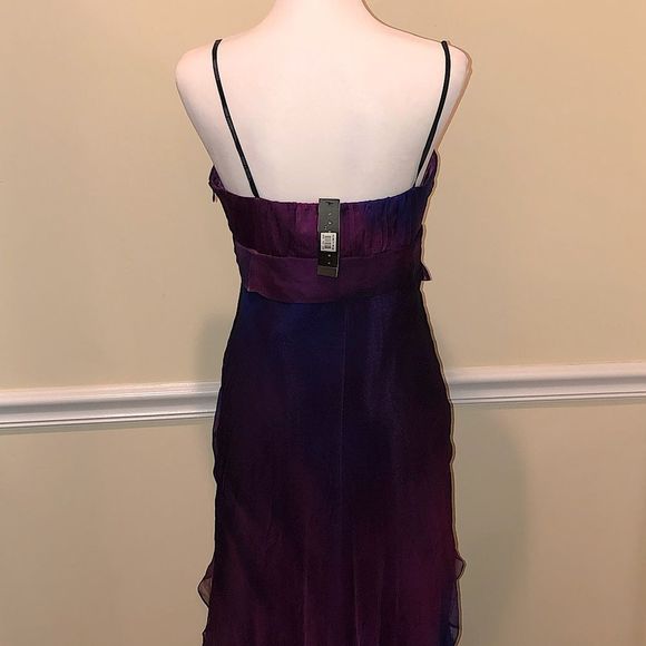 LAUNDRY SHELLI SEGAL Purple Silk Dress With Gentle Darting & Layers Sz 10 NWT - Picture 4 of 13